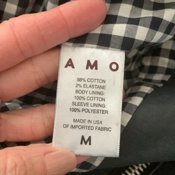 AMO Black Cotton Asymmetrical Zip Edgy Moto Jacket - M - Picture 6 of 9